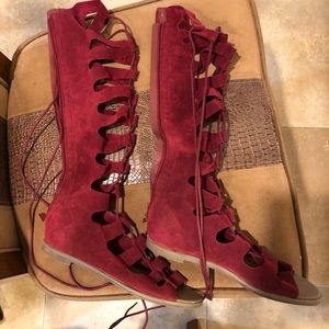 Wine Knee High Gladiator sz 7
